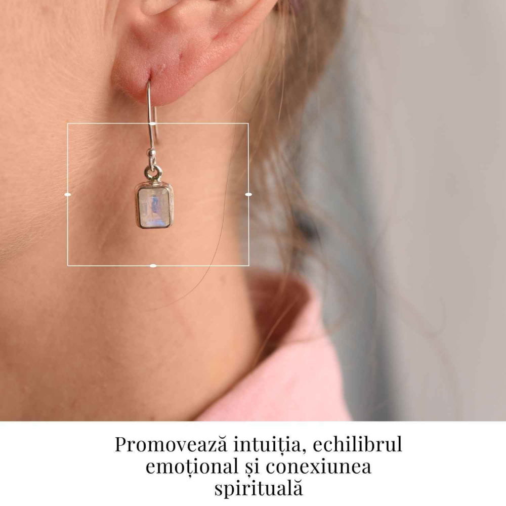 Cercei argint 925 cu Piatra lunii Curcubeu Fatetat [2]