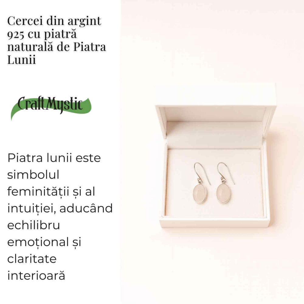 Cercei Argint 925 cu Piatra Lunii Ovala – Echilibru si Feminitate [3]