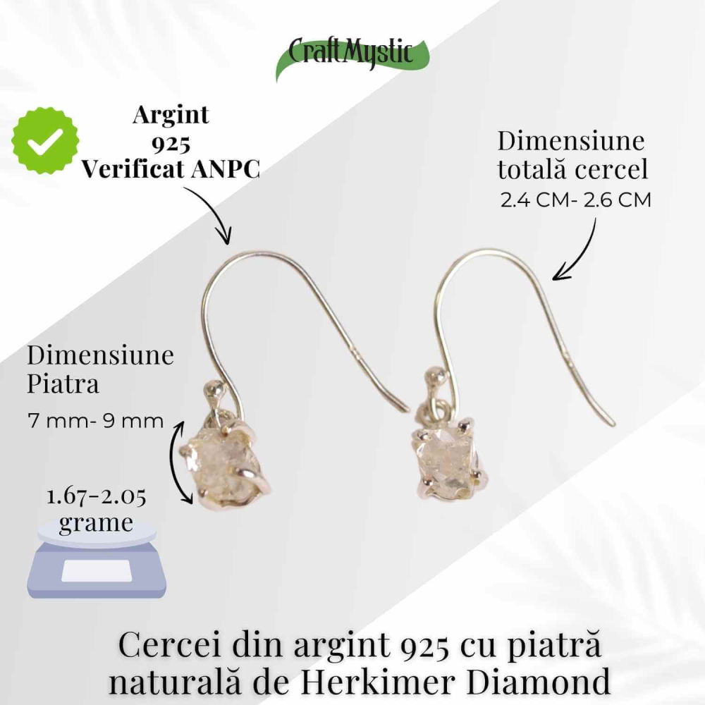 Cercei Argint 925 cu Herkimer Diamond Brut – Claritate si Protectie [4]