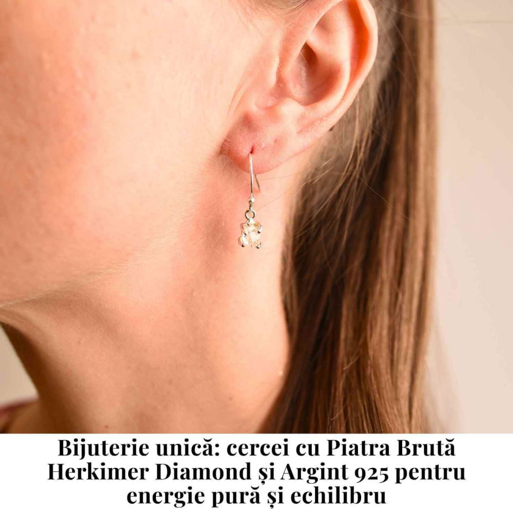 Cercei Argint 925 cu Herkimer Diamond Brut – Claritate si Protectie [2]