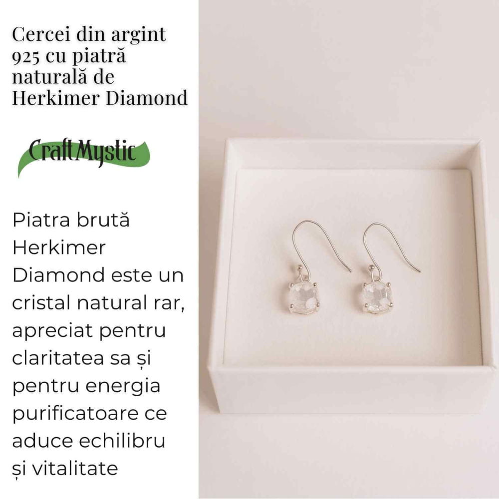 Cercei Argint 925 cu Herkimer Diamond Brut – Claritate si Protectie [3]