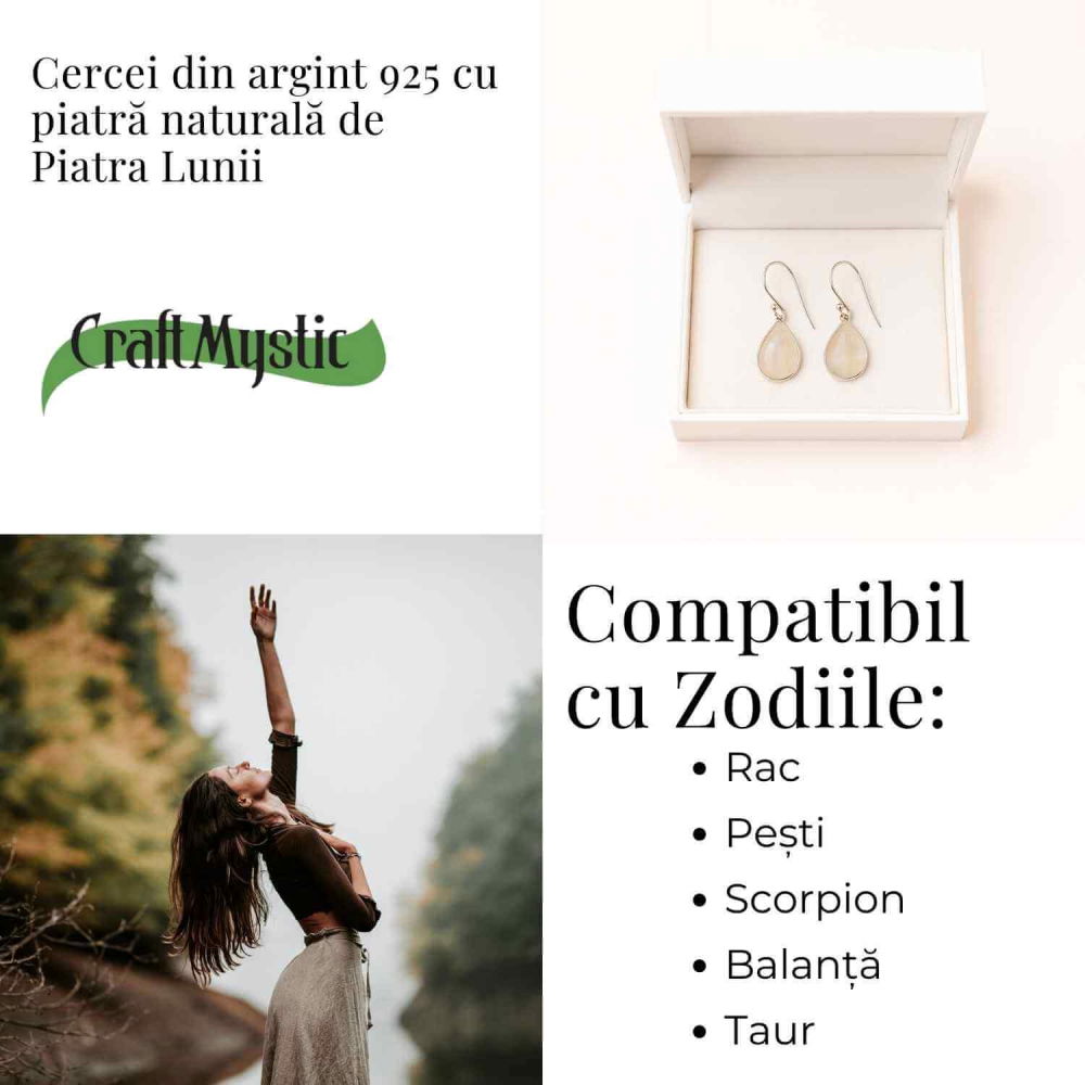 Cercei Argint 925 cu Piatra Lunii Lacrima – Purificare si Intuitie [5]