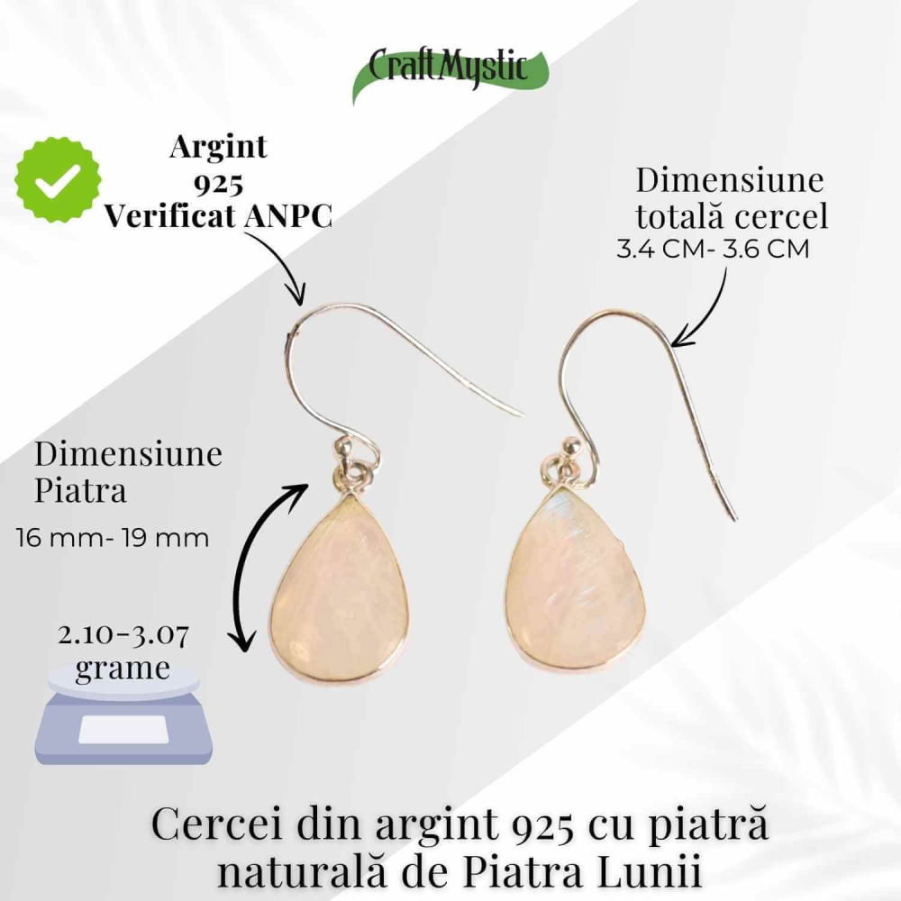 Cercei Argint 925 cu Piatra Lunii Lacrima – Purificare si Intuitie [4]