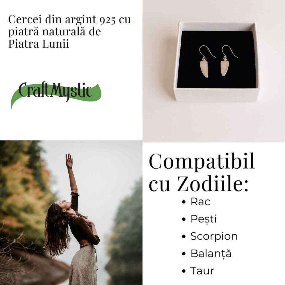 Cercei Argint 925 cu Piatra Lunii Lama – Curaj si Protectie [5]
