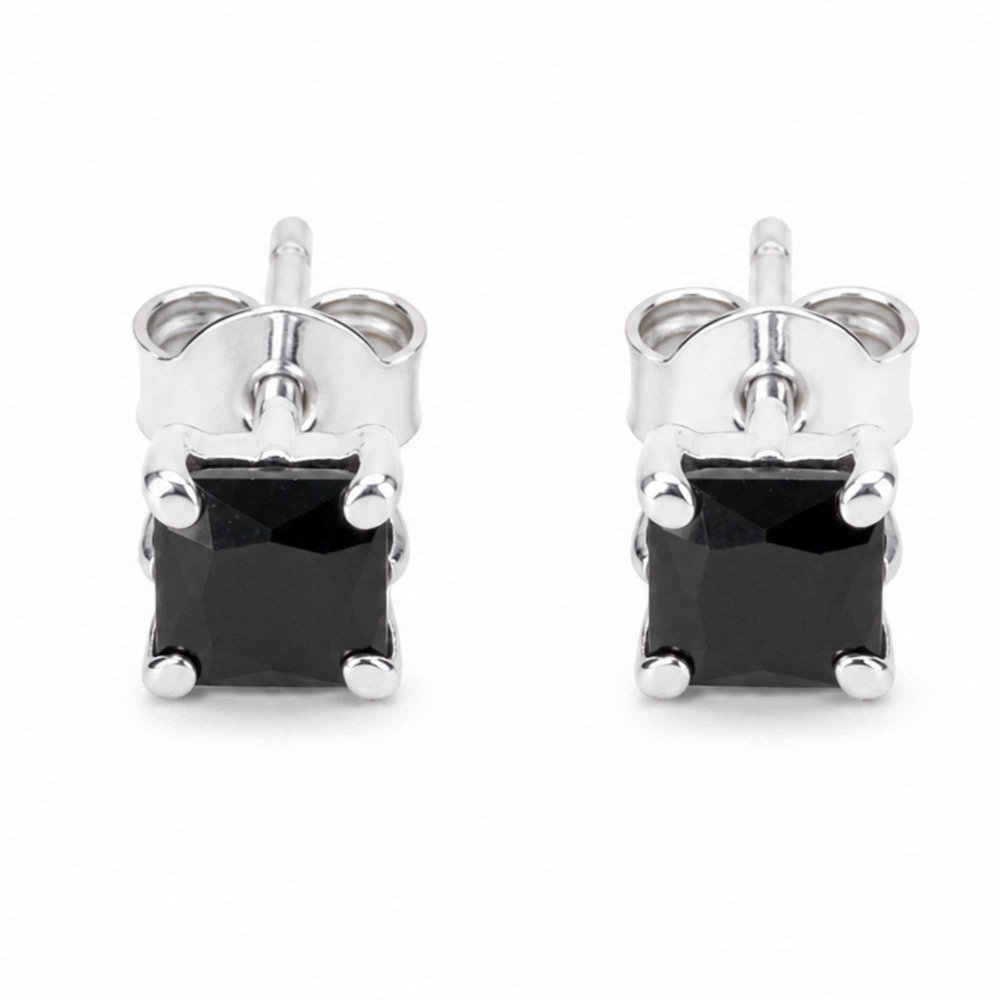 Cercei Argint 925 cu Safir Negru Patrat – Protectie si Claritate Interioara [1]