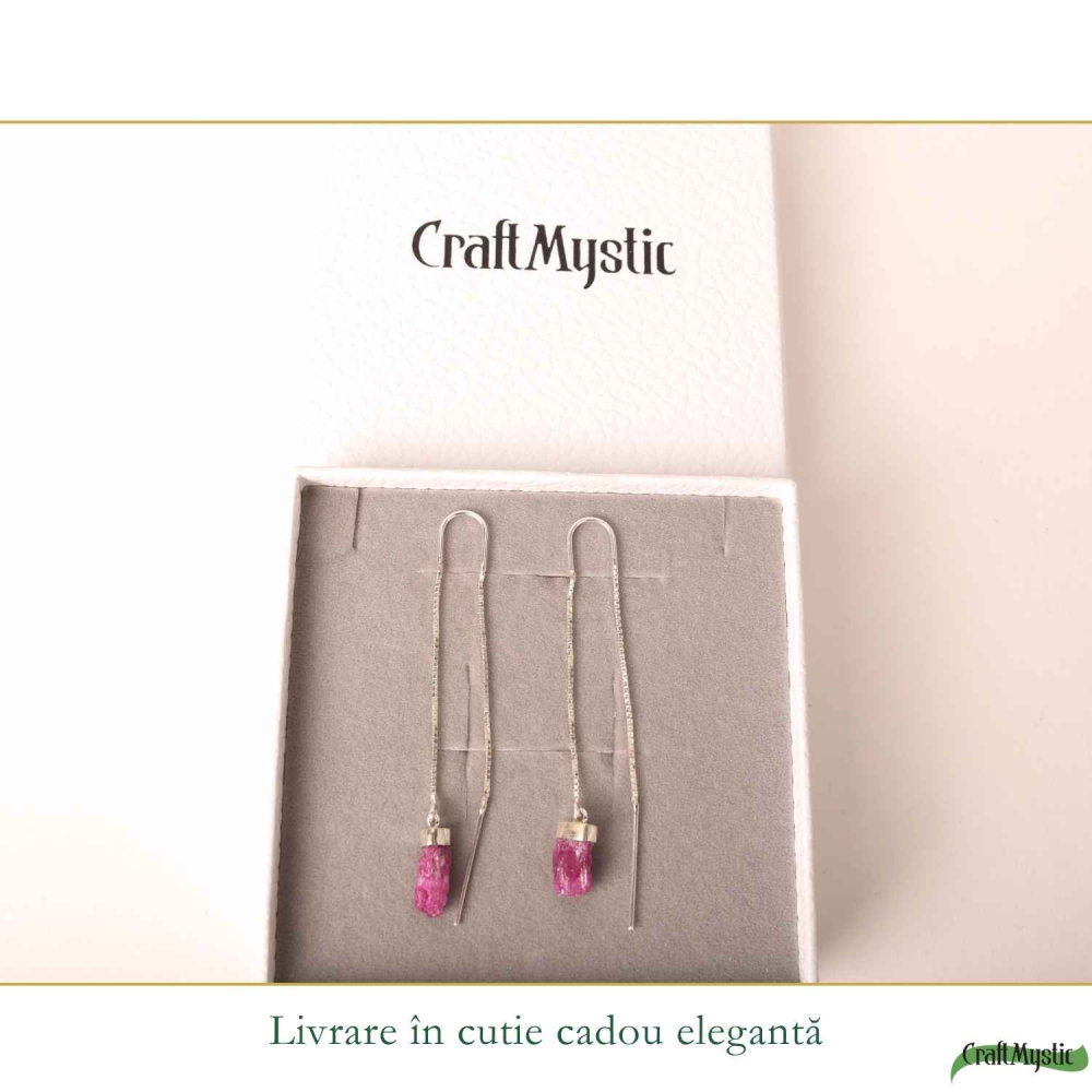 Cercei Lungi Argint 925 cu Rubin Brut Natural – Pasiune si Feminitate Autentica [6]