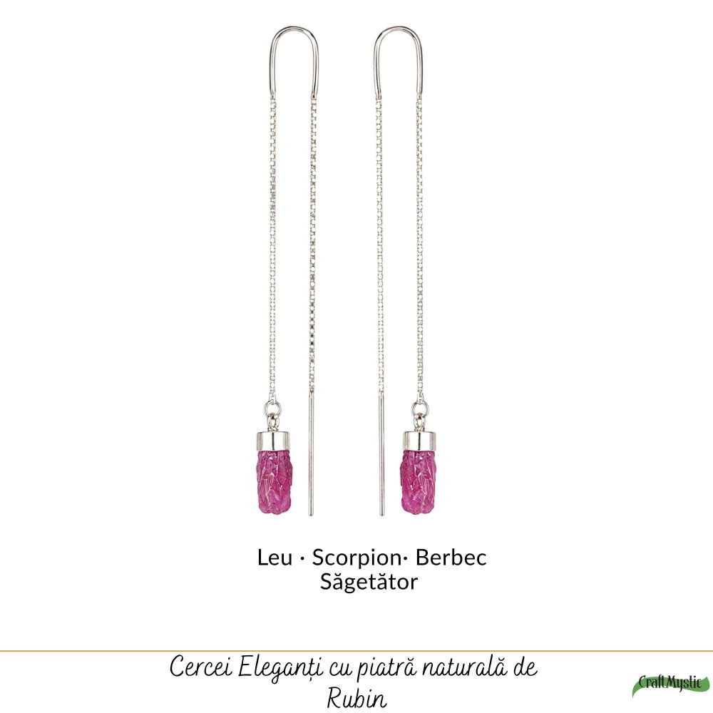 Cercei Lungi Argint 925 cu Rubin Brut Natural – Pasiune si Feminitate Autentica [5]