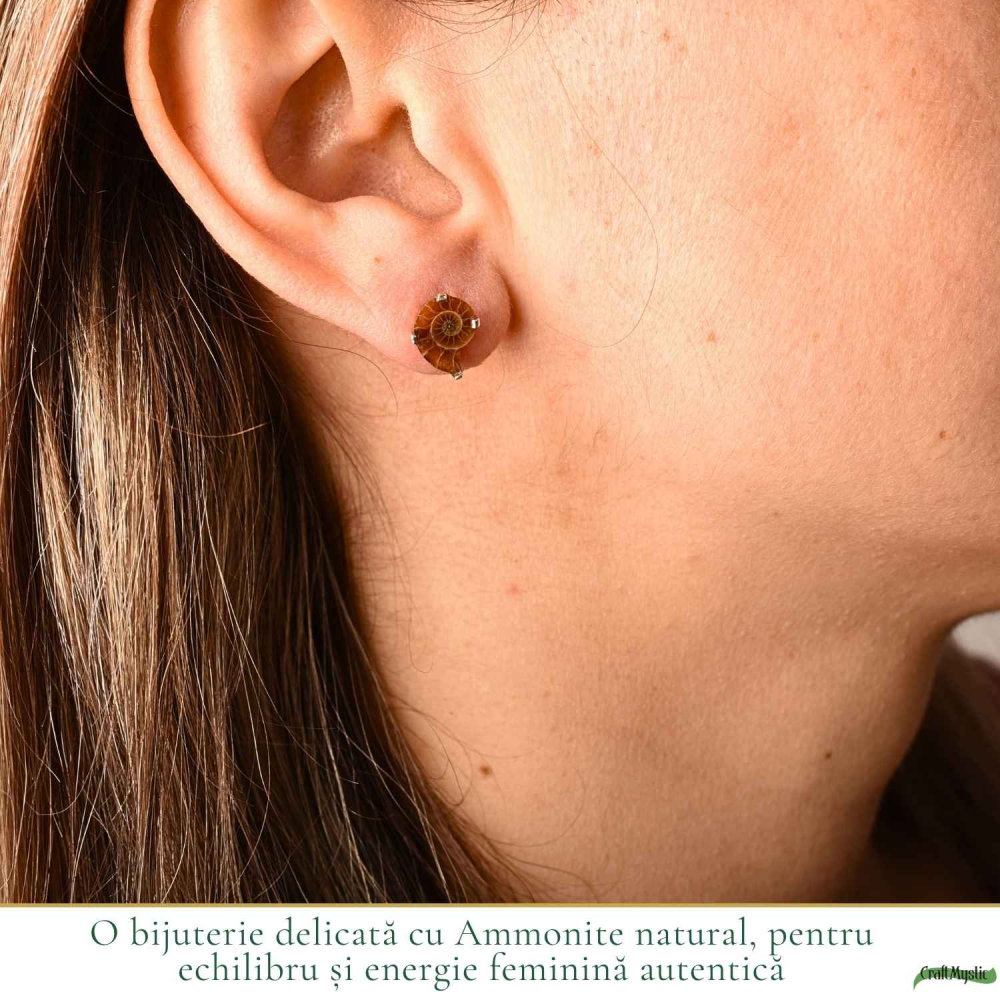 Cercei Argint 925 cu Amonit Natural în Forma de Melc – Echilibru si Evolutie [2]