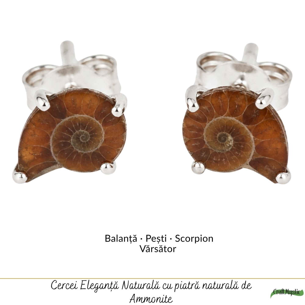 Cercei Argint 925 cu Amonit Natural în Forma de Melc – Echilibru si Evolutie [5]
