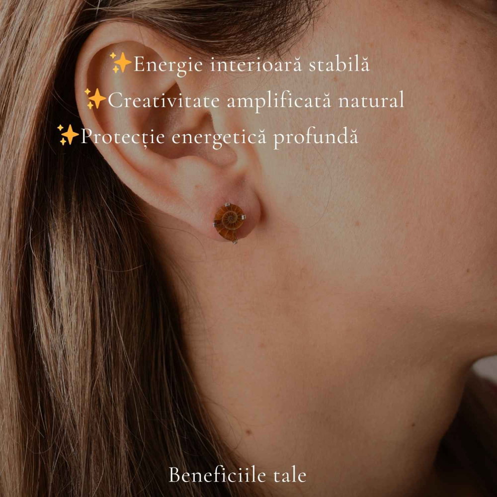 Cercei Argint 925 cu Amonit Natural în Forma de Melc – Echilibru si Evolutie [3]