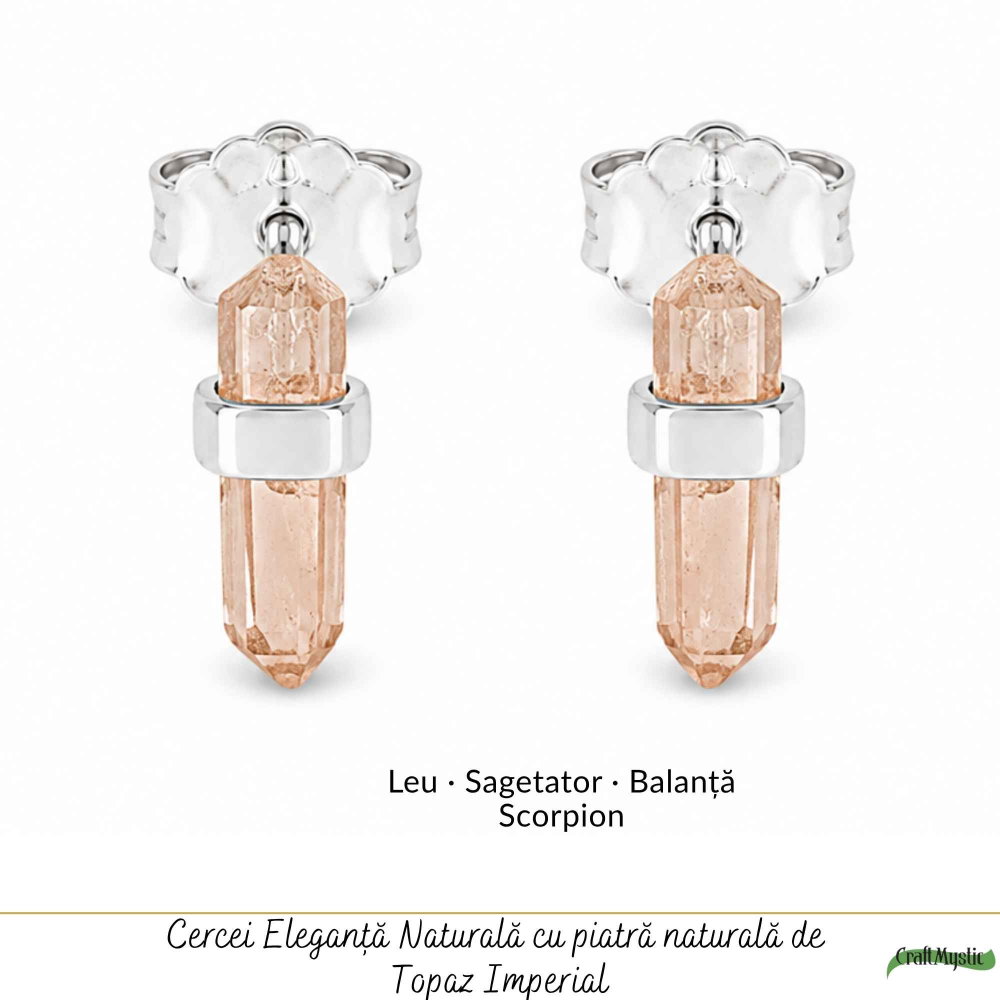 Cercei Argint 925 cu Topaz Imperial Brut – Delicatete Luminoasa si Eleganta Naturala [5]