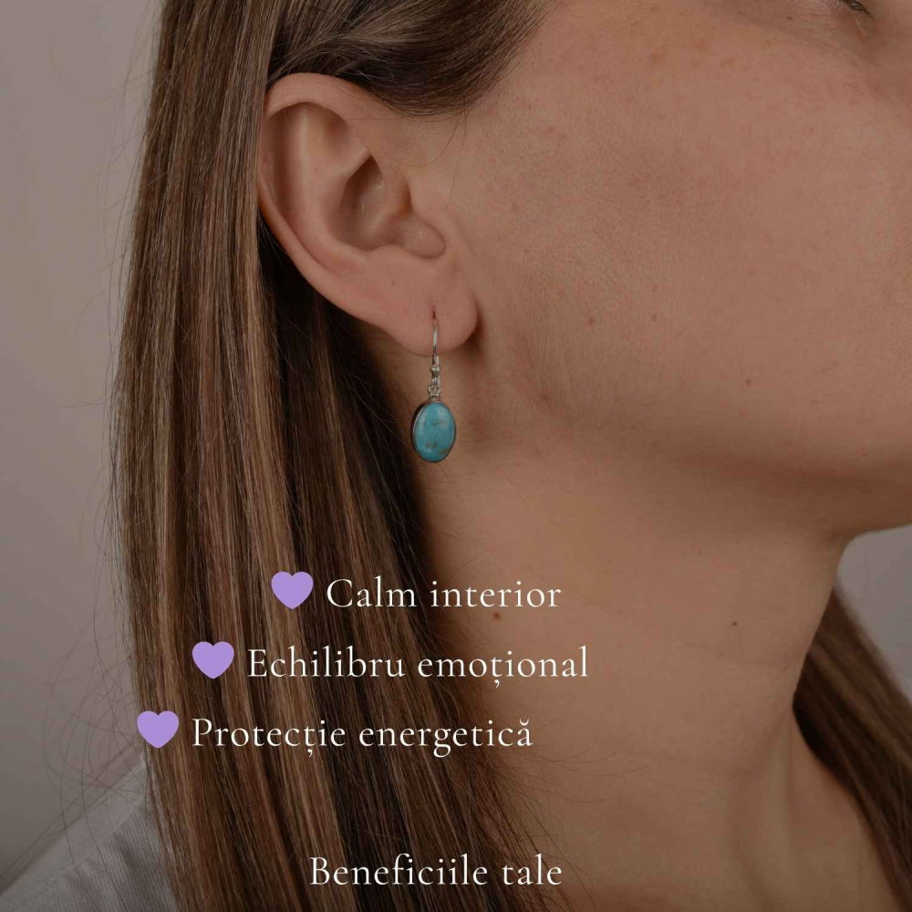 Cercei argint 925 cu turcoaz oval – echilibru si energie pozitiva [3]