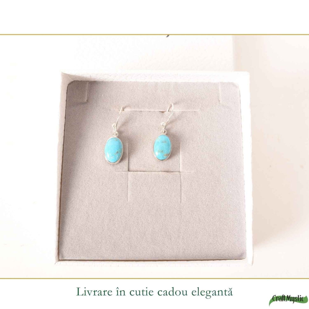 Cercei argint 925 cu turcoaz oval – echilibru si energie pozitiva [6]