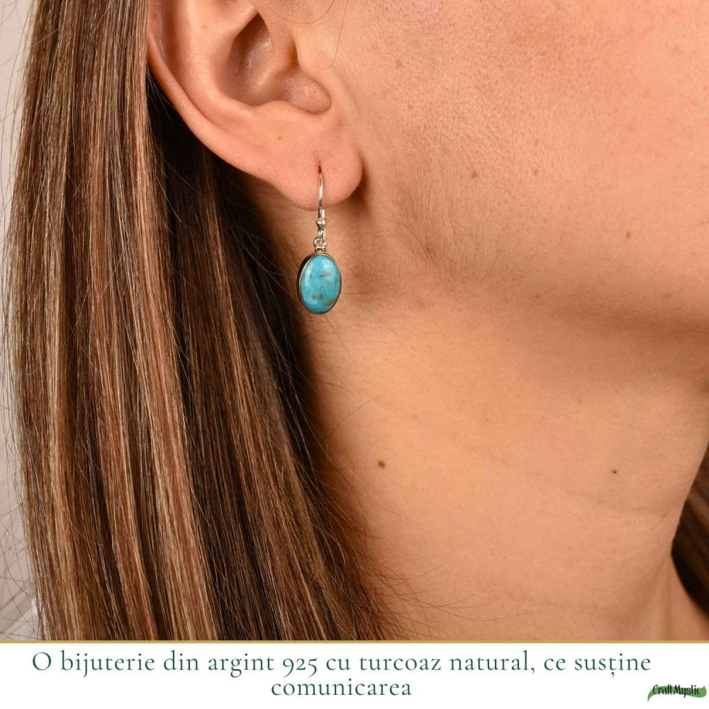 Cercei argint 925 cu turcoaz oval – echilibru si energie pozitiva [2]