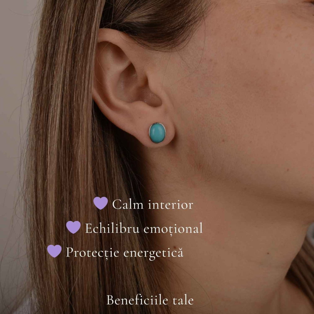 Cercei argint 925 cu turcoaz oval – calm si echilibru emotional [3]