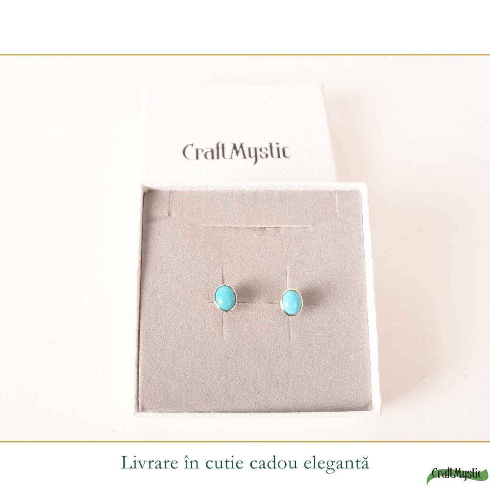 Cercei argint 925 cu turcoaz oval – calm si echilibru emotional [6]