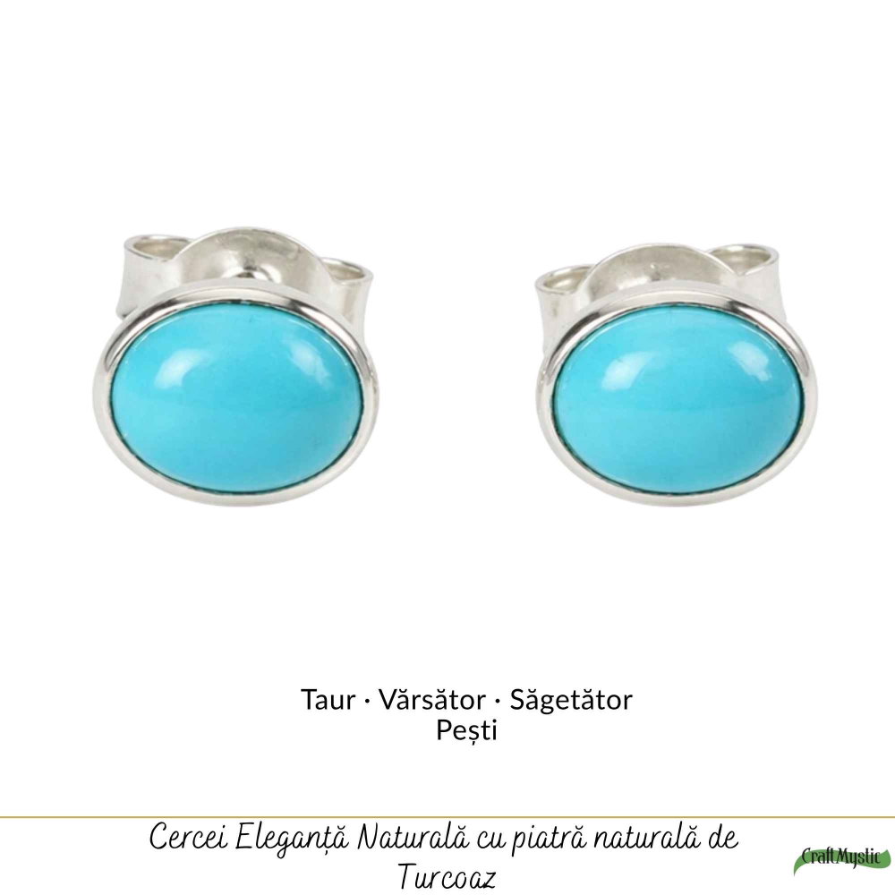 Cercei argint 925 cu turcoaz oval – calm si echilibru emotional [5]