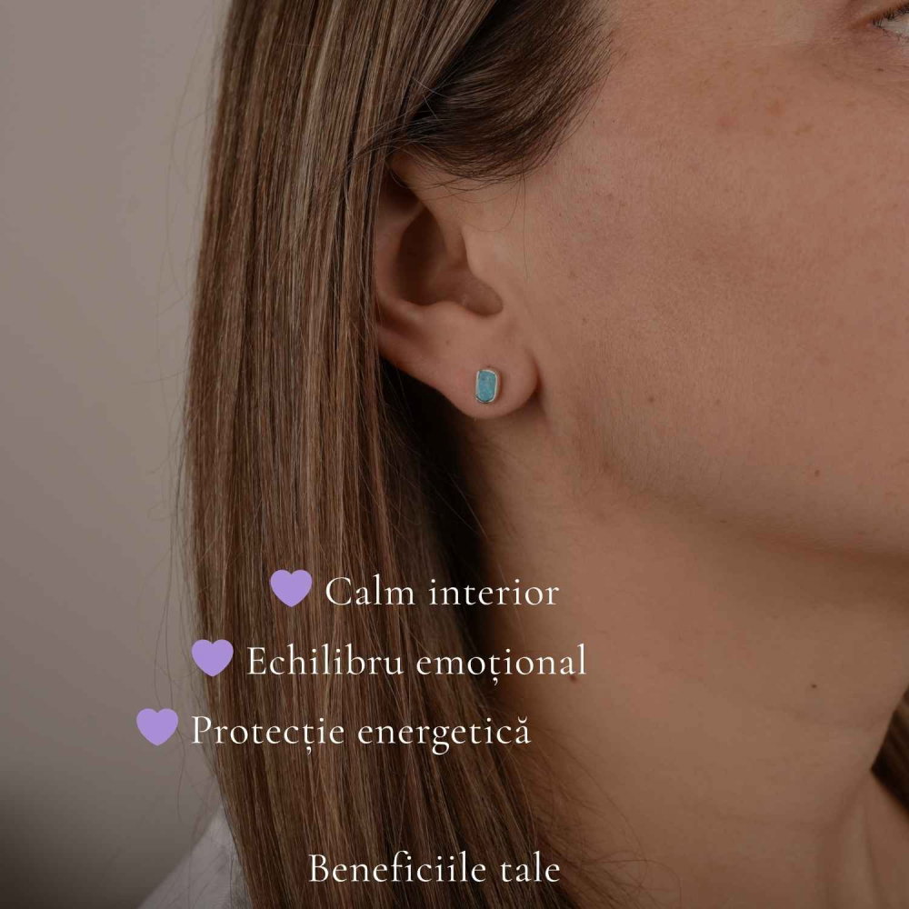 Cercei argint 925 cu turcoaz dreptunghiular – calm si protectie [3]