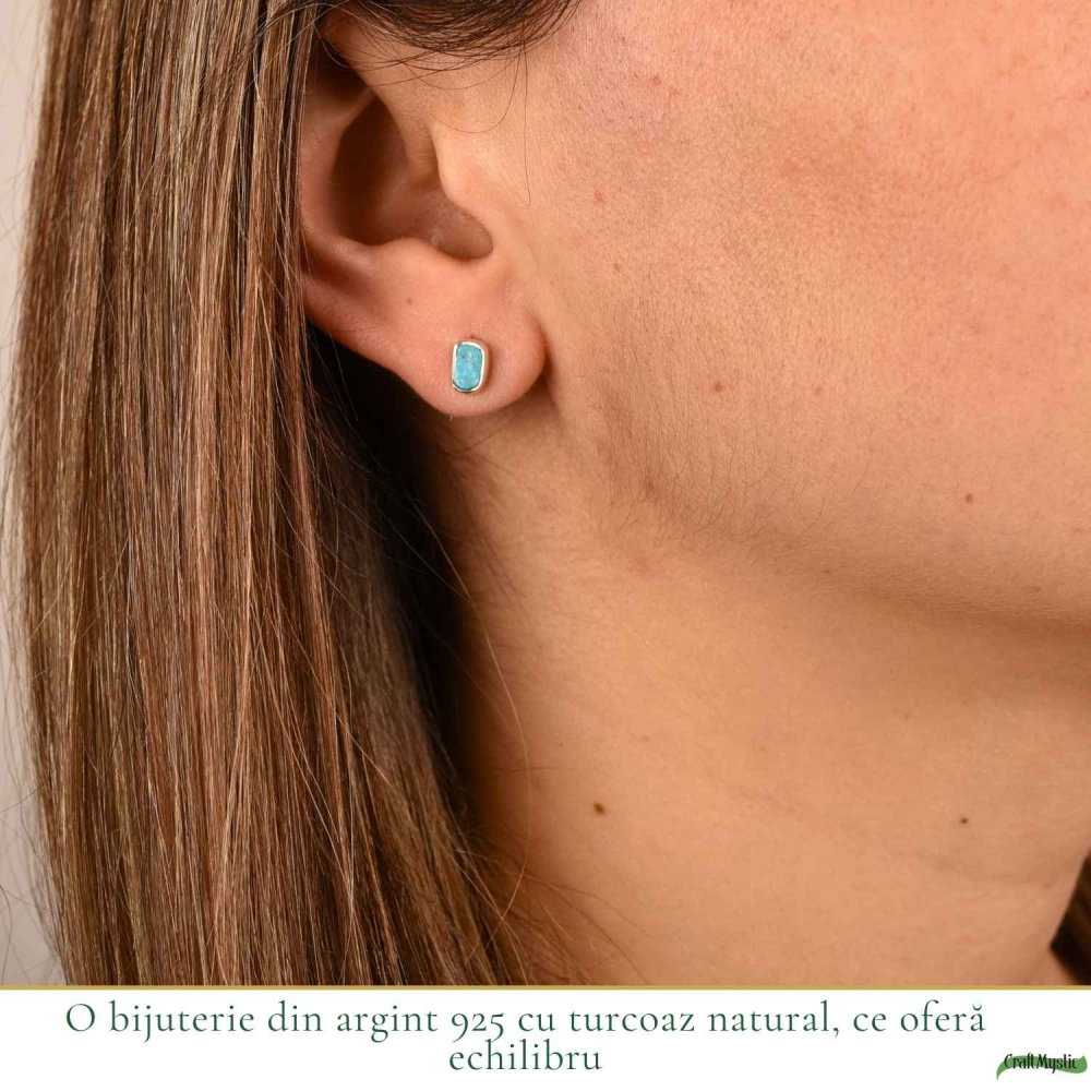 Cercei argint 925 cu turcoaz dreptunghiular – calm si protectie [2]