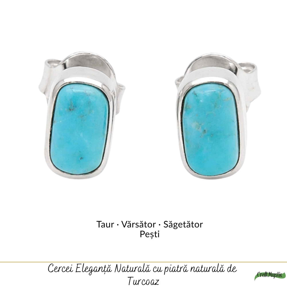 Cercei argint 925 cu turcoaz dreptunghiular – calm si protectie [5]