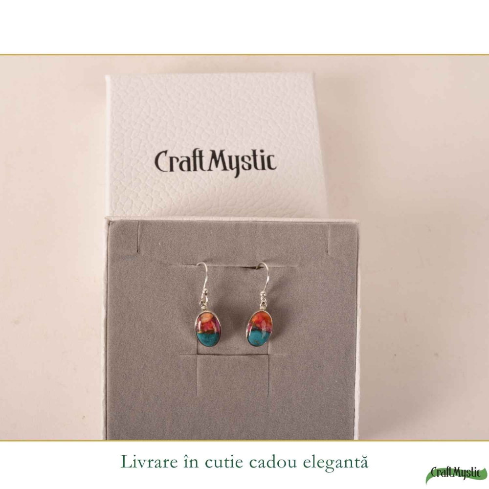 Cercei argint 925 cu turcoaz Spinny Oyster oval – echilibru si energie pozitiva [6]