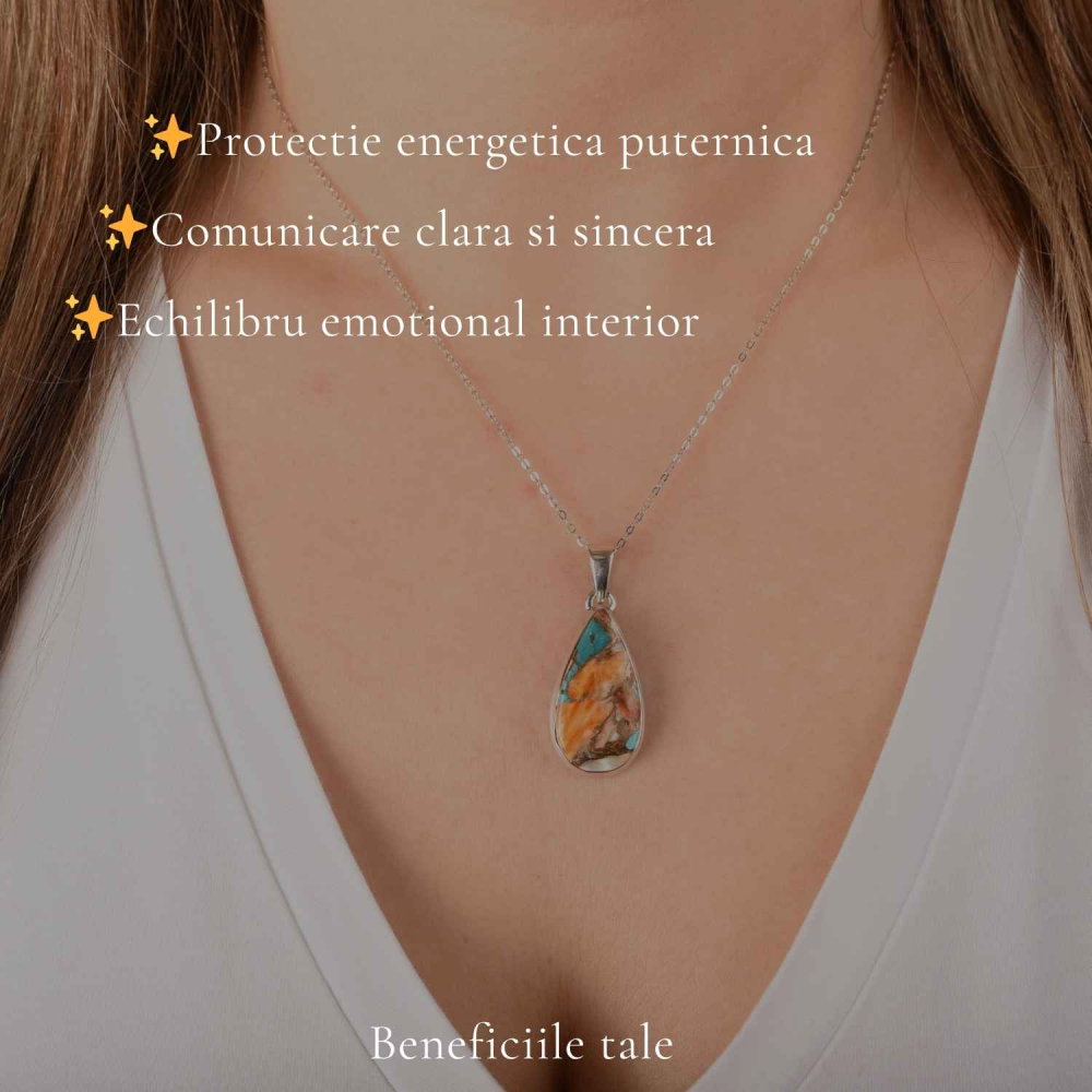 Colier argint 925 cu Turcoaz Arizona lacrima – Protectie si echilibru [3]