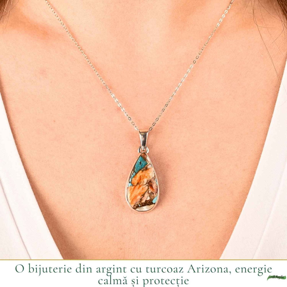 Colier argint 925 cu Turcoaz Arizona lacrima – Protectie si echilibru [2]