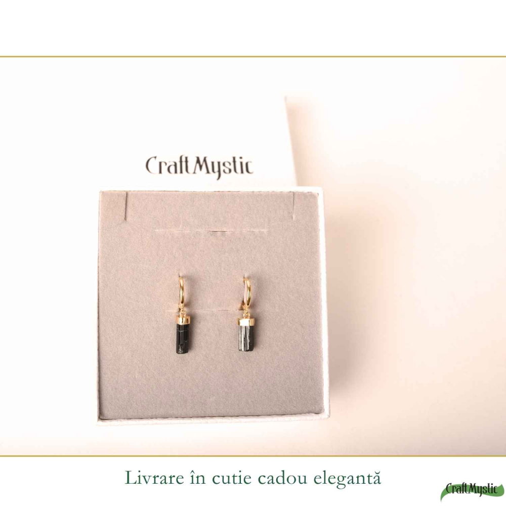 Cercei Argint 925 cu Turmalina Neagra Bruta – Protectie si Stabilitate Naturala [6]