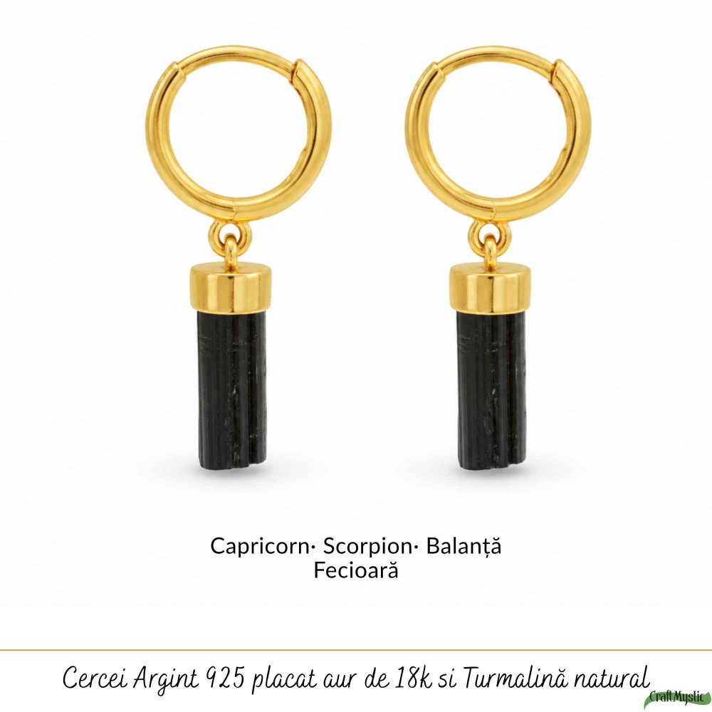 Cercei Argint 925 cu Turmalina Neagra Bruta – Protectie si Stabilitate Naturala [5]