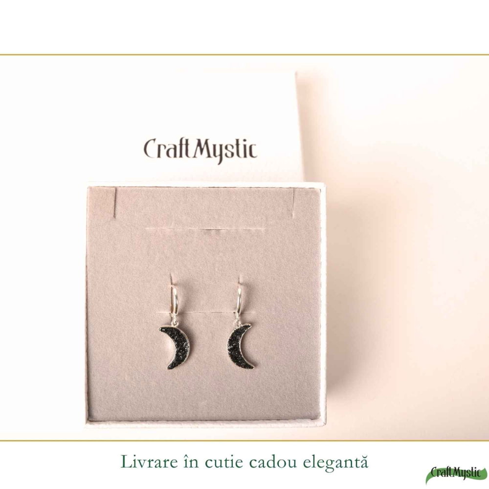 Cercei cu Turmalina Neagra Semiluna din Argint 925 – Protectie si Echilibru [6]
