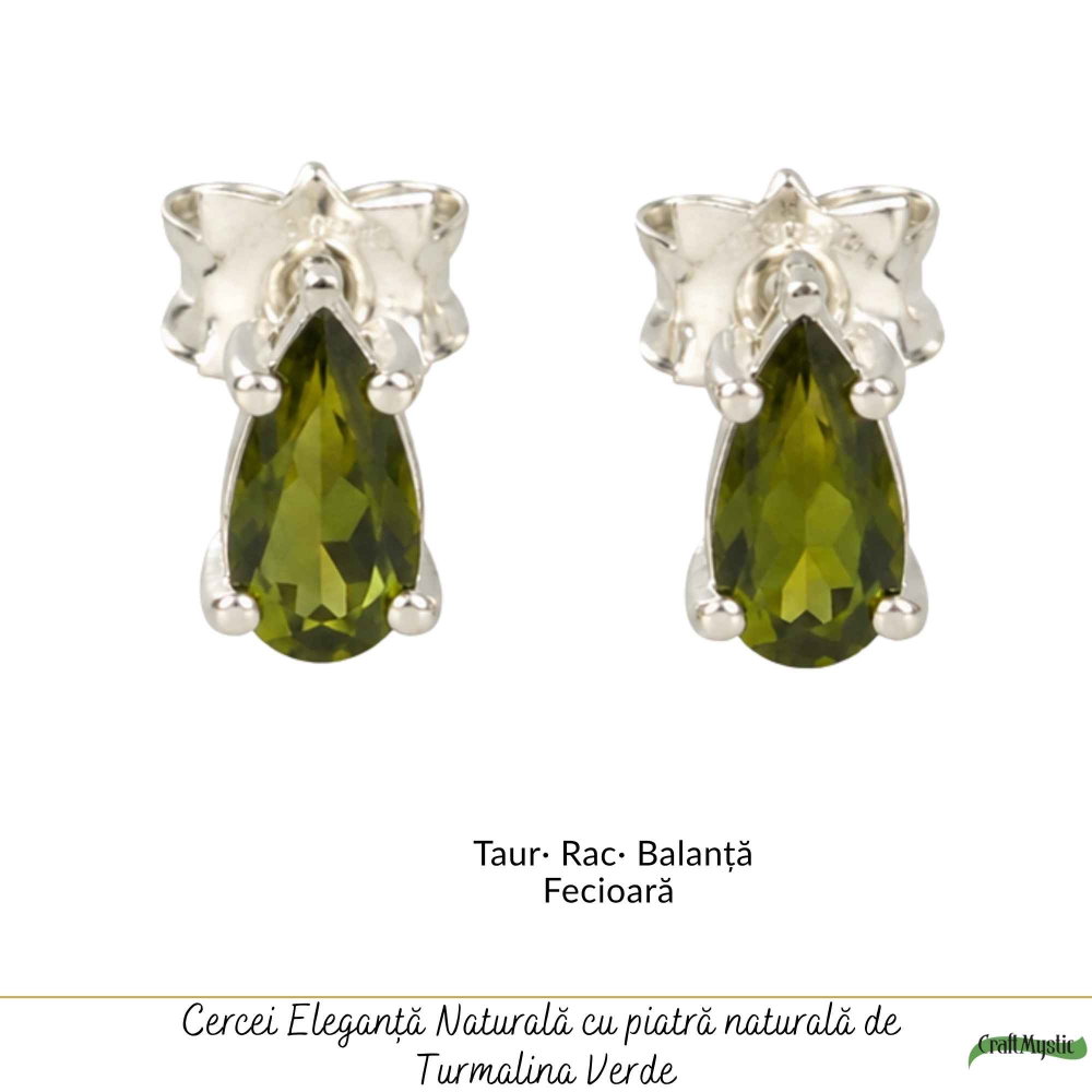Cercei Argint 925 cu Turmalina Verde Lacrima – Prosperitate si Echilibru Interior [5]