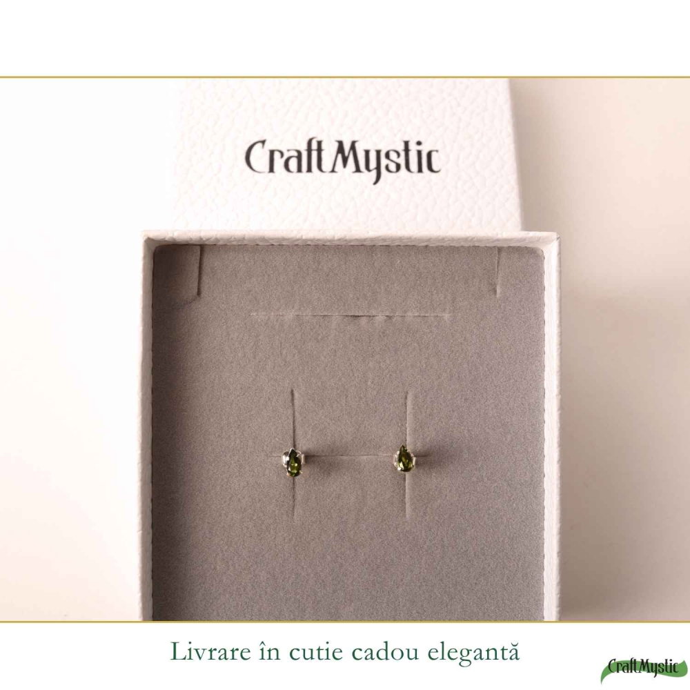 Cercei Argint 925 cu Turmalina Verde Lacrima – Prosperitate si Echilibru Interior [6]