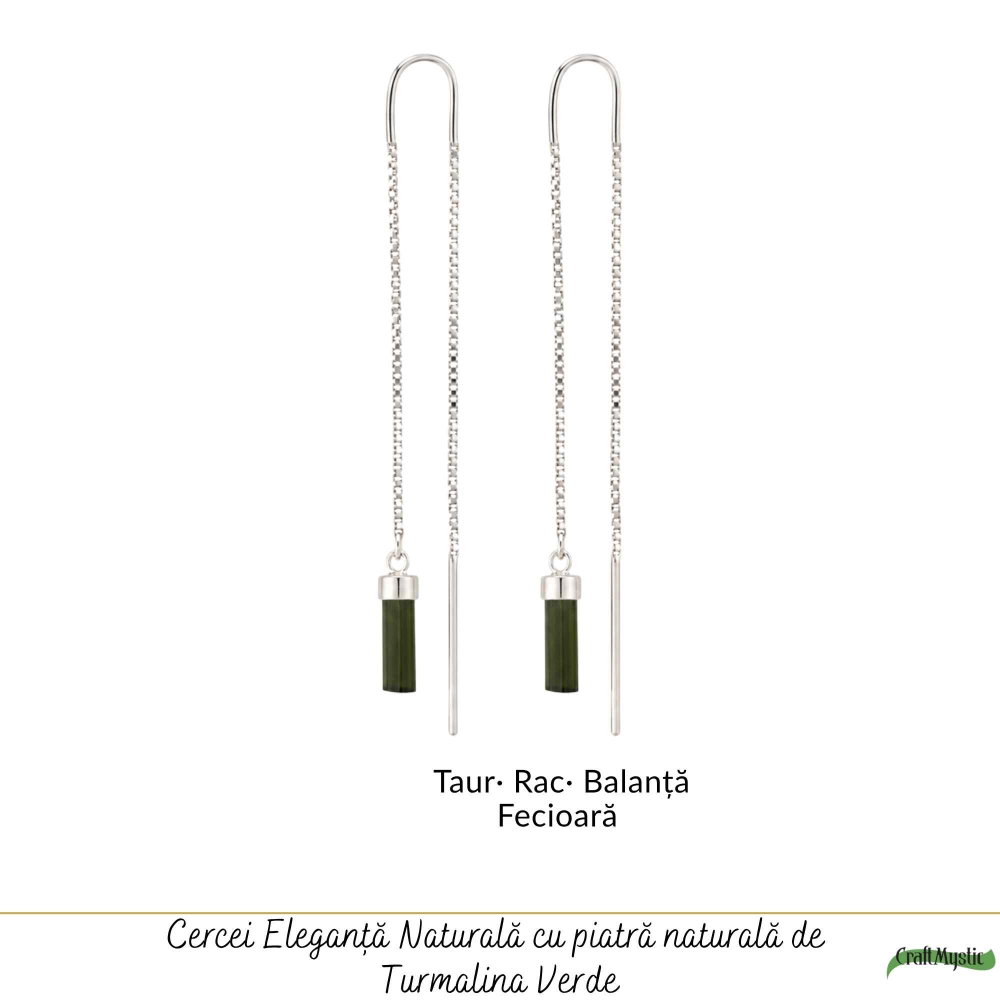 Cercei Argint 925 cu Turmalina Verde Bruta – Prosperitate si Armonie Interioara [5]