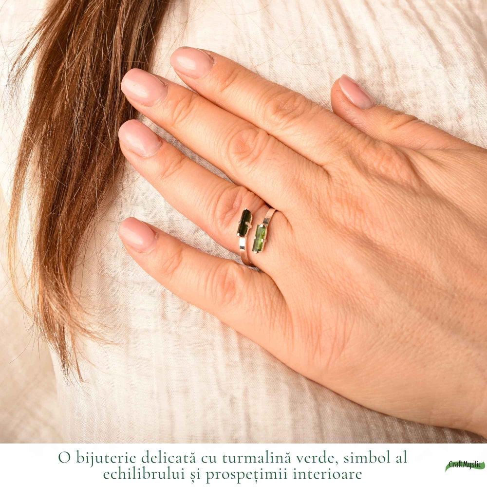 Inel Argint 925 cu Turmalina Verde Bruta – Echilibru si Energie Naturala [2]