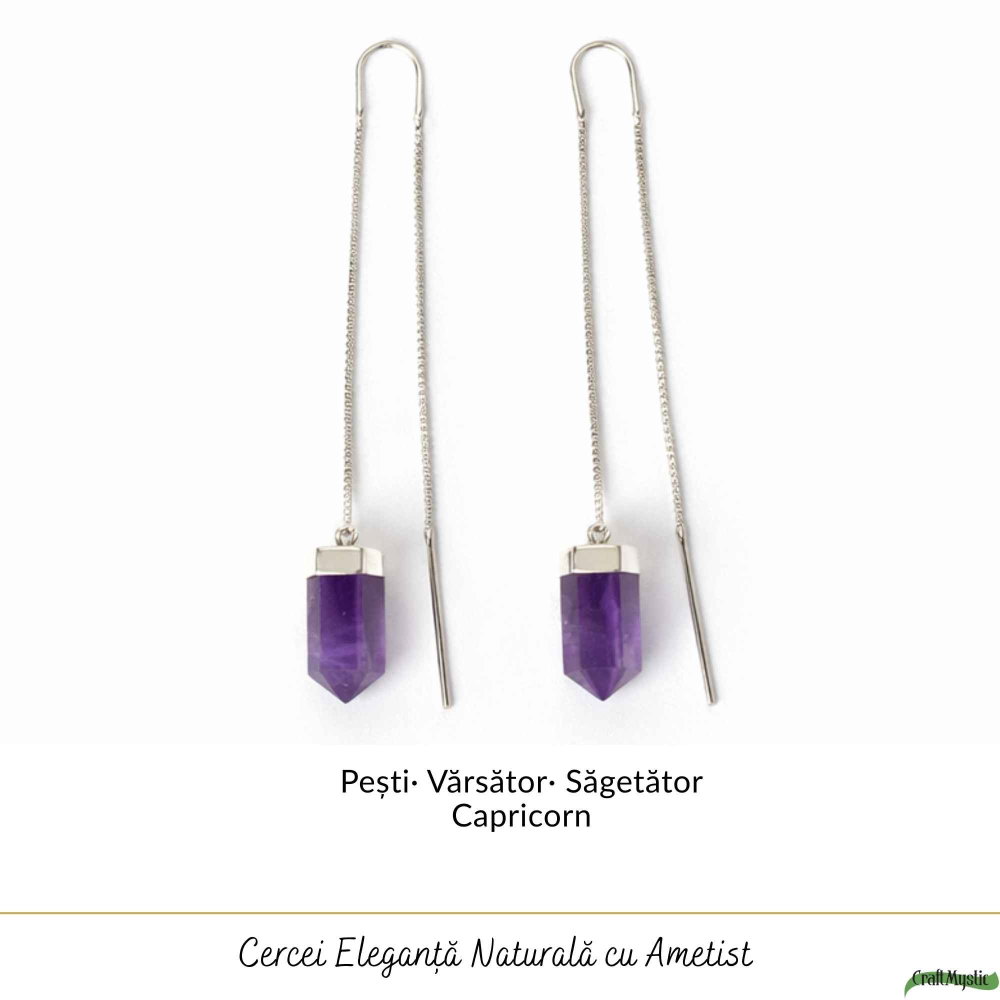 Cercei Argint 925 Varf cu Ametist Natural – Eleganta, Claritate si Energie Pozitiva [5]