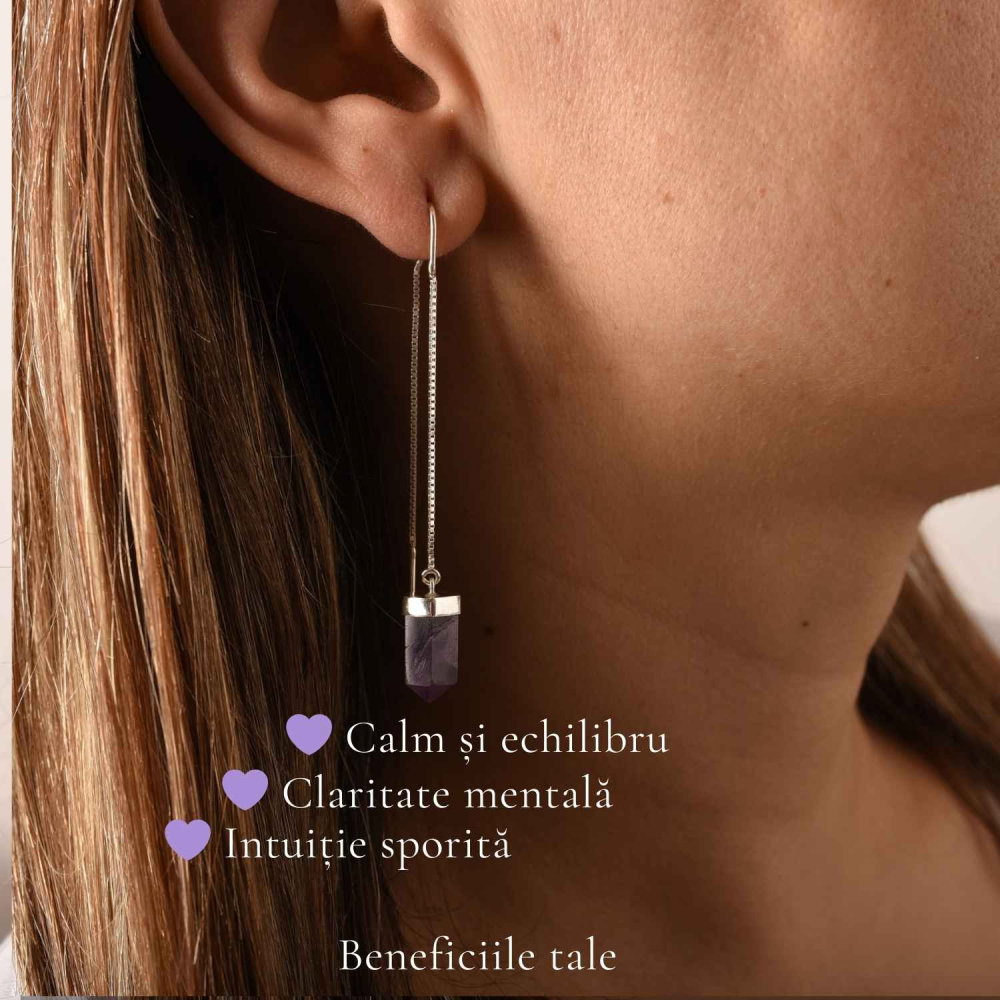 Cercei Argint 925 Varf cu Ametist Natural – Eleganta, Claritate si Energie Pozitiva [3]