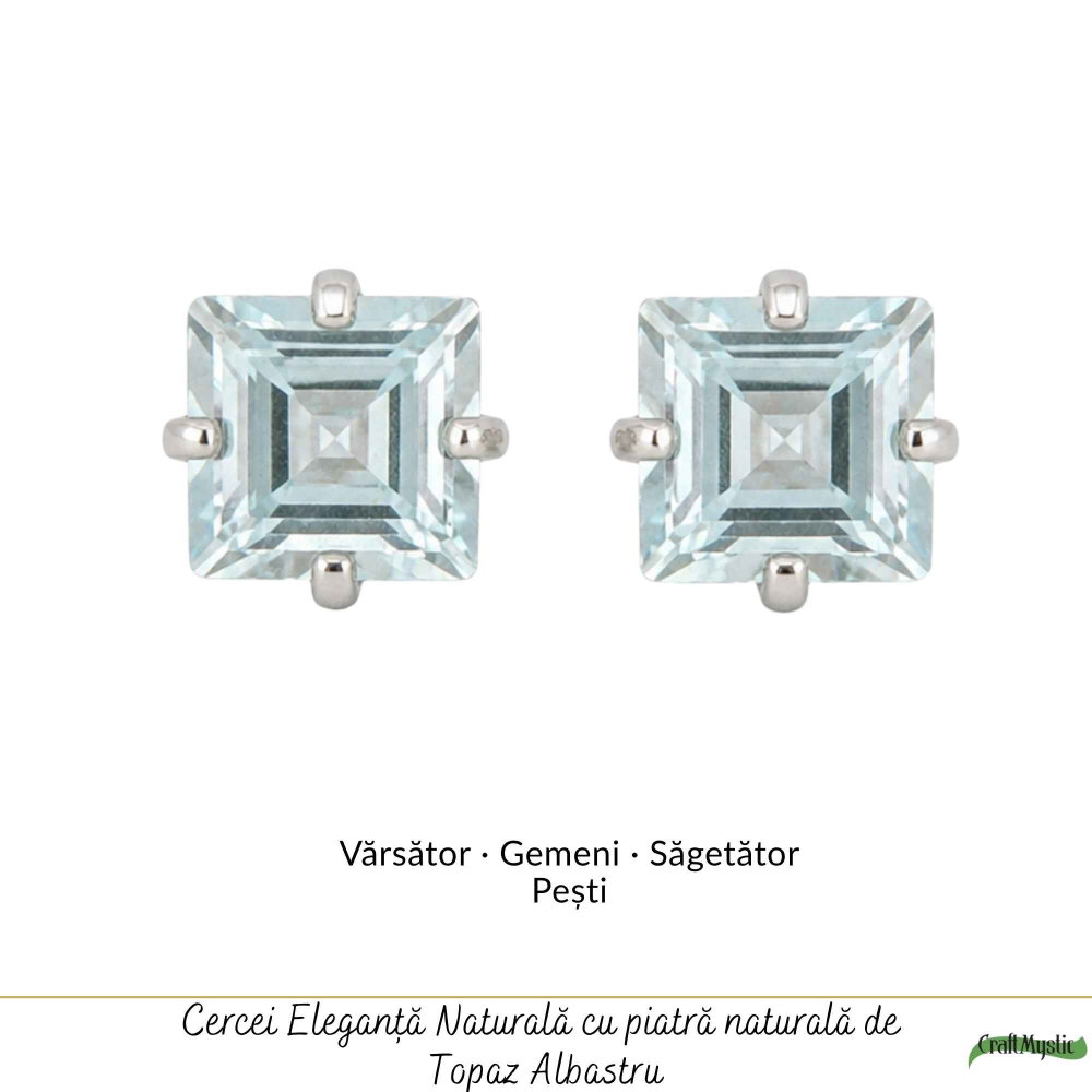 Cercei argint 925 pătrați cu topaz albastru – claritate si echilibru interior [5]