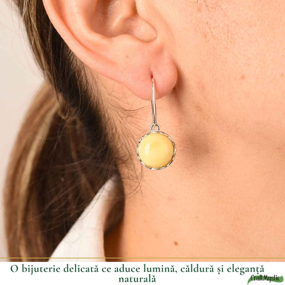 Cercei Argint 925 Ovali cu Chihlimbar Galben – Energie Calda si Eleganta Naturala [2]