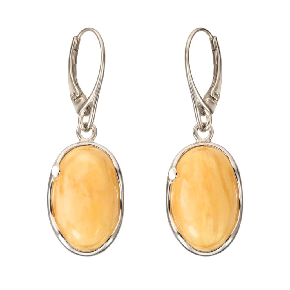 Cercei Argint 925 Ovali cu Chihlimbar Galben – Energie Calda si Eleganta Naturala [1]