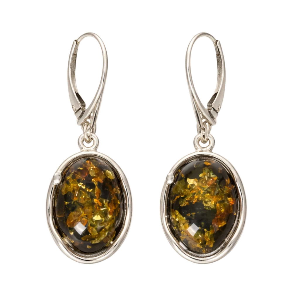 Cercei Argint 925 Ovali cu Chihlimbar Verde – Eleganta Naturala si Energie Pozitiva [1]