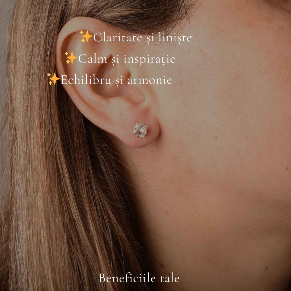 Cercei Argint 925 cu Topaz Alb Fatetat Patrat – Claritate si Eleganta Delicata [3]