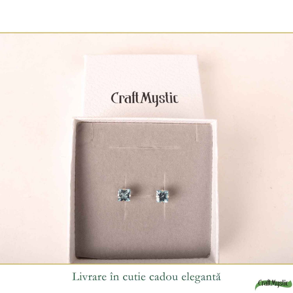 Cercei argint 925 patrati cu topaz albastru – calm si claritate zilnica [6]