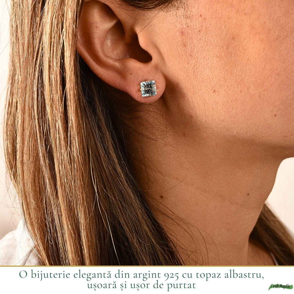Cercei argint 925 patrati cu topaz albastru – calm si claritate zilnica [2]