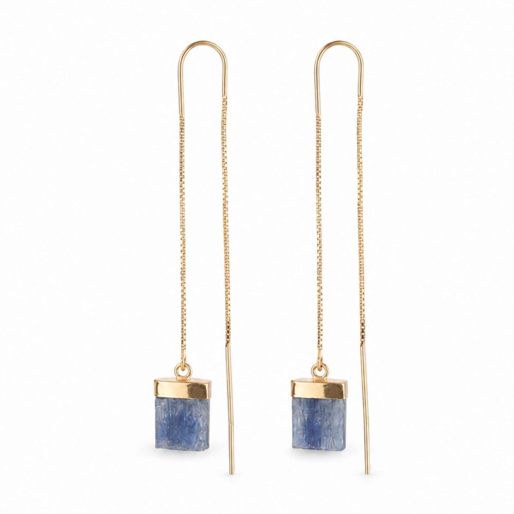 Cercei Argint 925 Placat cu Aur 18K cu Kianit Albastru Brut – Intuitie si Claritate [1]