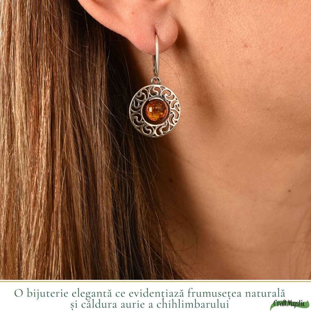 Cercei Argint 925 Rotunzi cu Chihlimbar – Eleganta Naturala si Energie Calda [2]
