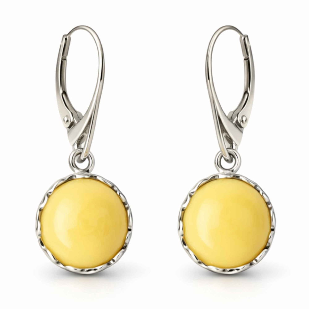 Cercei Argint 925 Rotunzi cu Chihlimbar Galben – Energie Calda si Eleganta Naturala [1]
