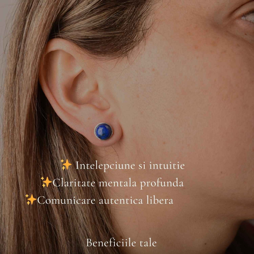 Cercei Argint 925 cu Lapis Lazuli Rotund – Claritate si Eleganta Feminina [3]
