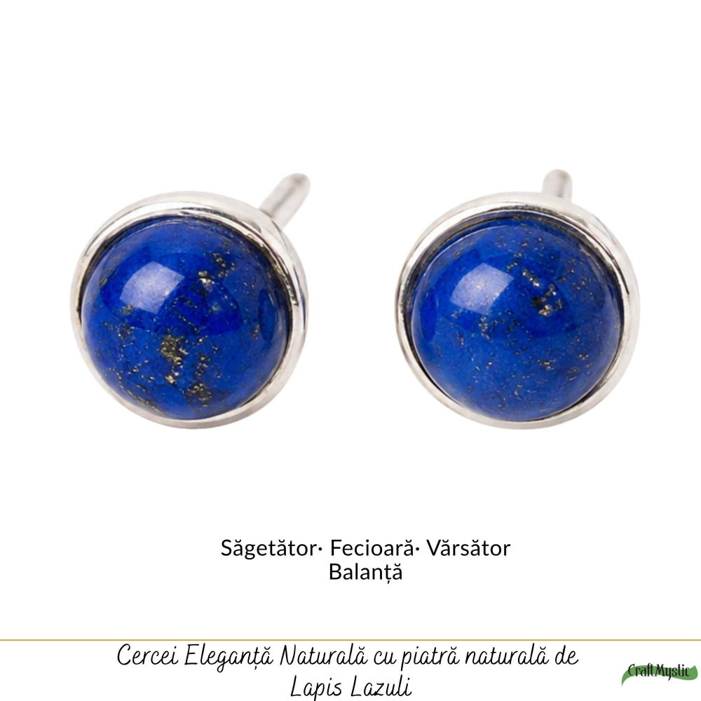 Cercei Argint 925 cu Lapis Lazuli Rotund – Claritate si Eleganta Feminina [5]