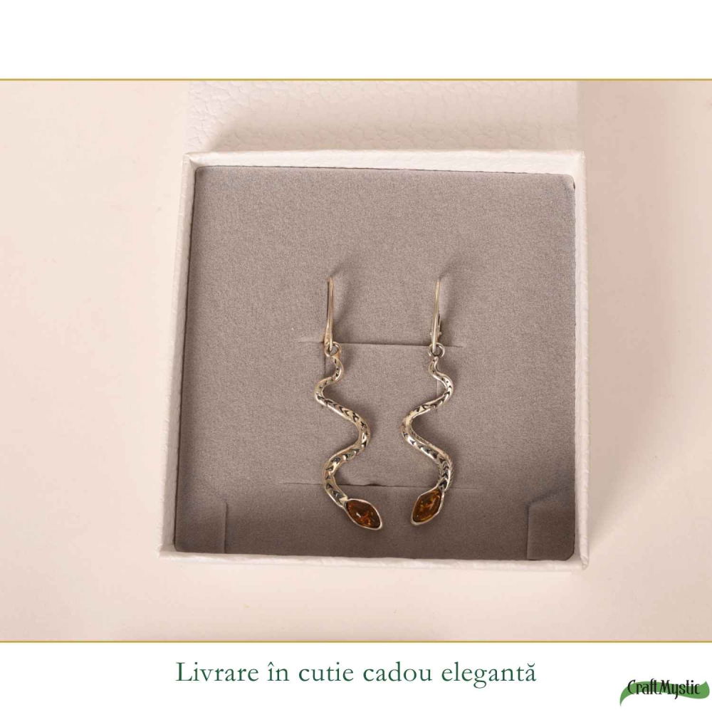 Cercei Argint 925 Șarpe cu Chihlimbar – Transformare, Energie si Eleganta [6]