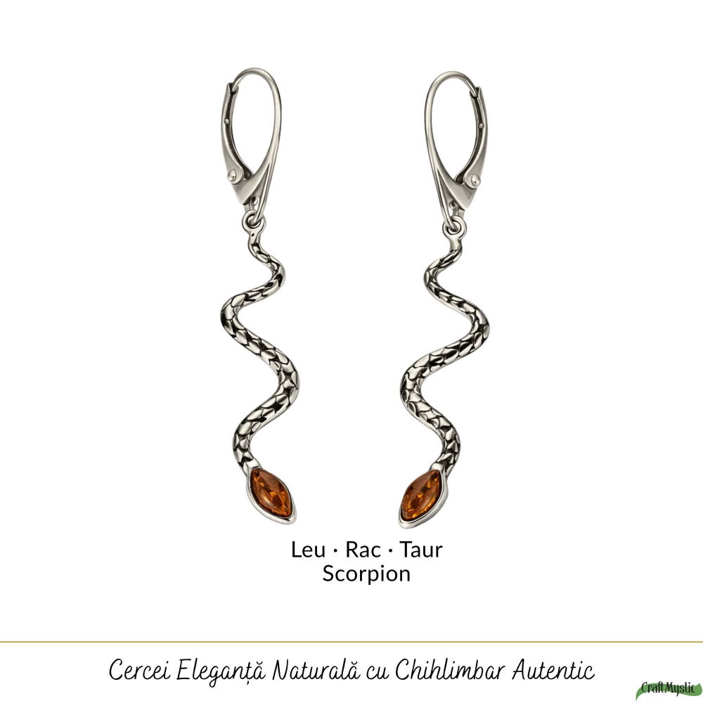 Cercei Argint 925 Șarpe cu Chihlimbar – Transformare, Energie si Eleganta [5]